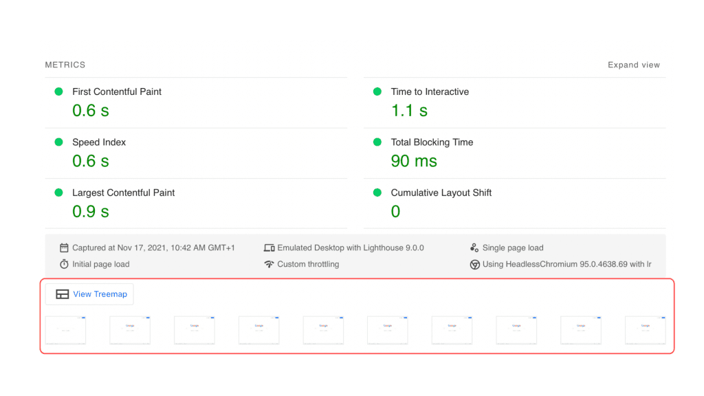 Google PageSpeed Insights treemap